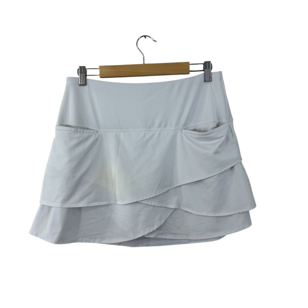 Lucky In Love Large Skort Skirt White Tennis Athletic Sport Stretch Womens READ